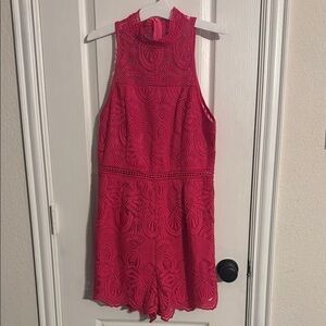 SHEIN Pink Sleeveless Lace Shorts